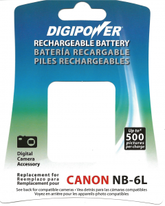 Digipower BP-CN6L Replacement Li-Ion Battery for Canon NB-6L for use ...