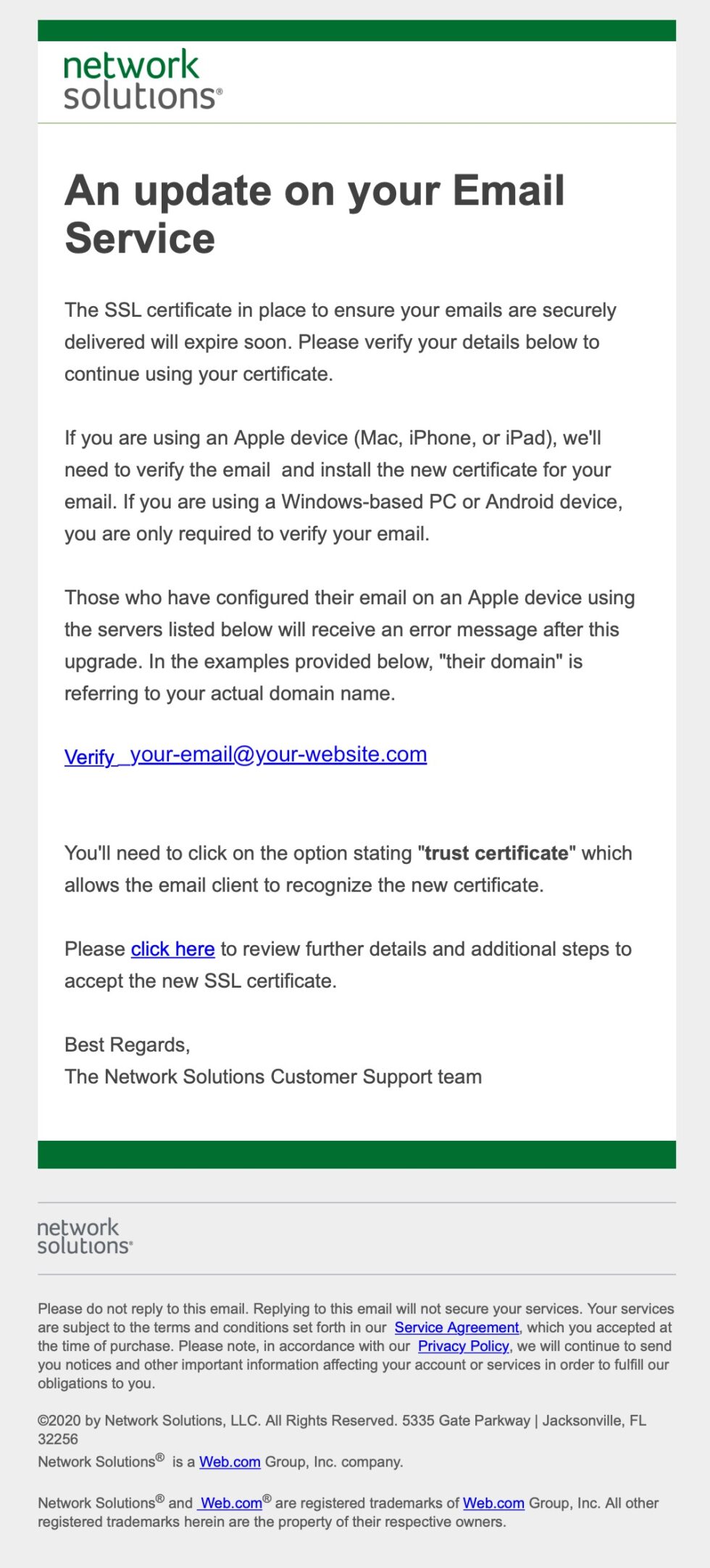 Network Solutions Possible Phishing: Verify Email For Ssl Certificate 